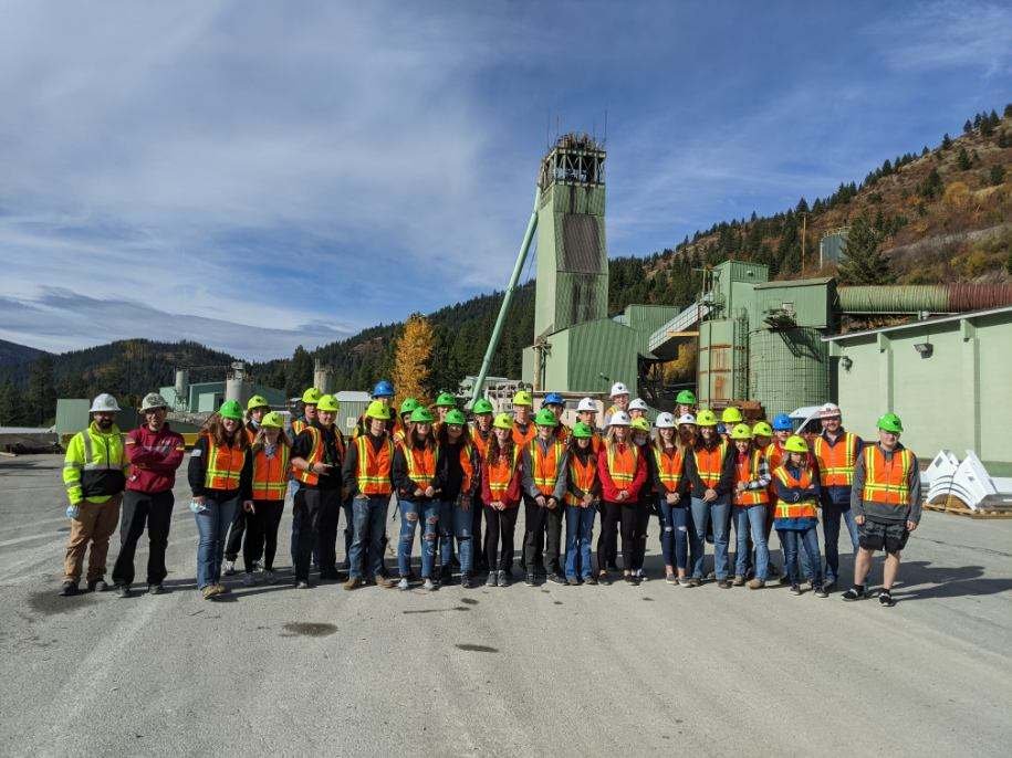 Lucky Friday Hecla mining workers at the job site taking a group photo