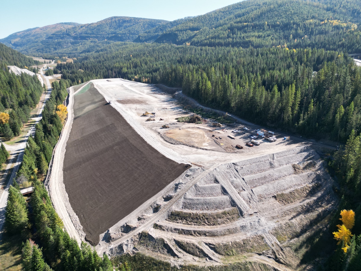 Pond closure at Lucky Friday aerial view of the Pond closure at Lucky Friday mining site