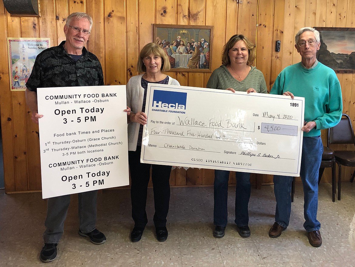 Wallace Food Bank check Group photo of people holding a giant check made out to Wallace Food Bank